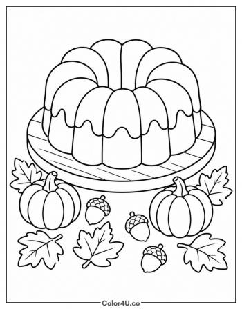 Fall Harvest Bundt Cake coloring page