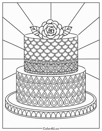 Mindful Cake Zen Pattern coloring page