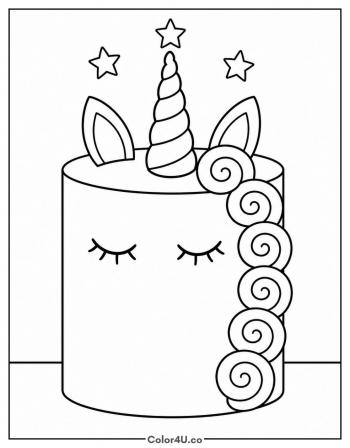 Unicorn Cake coloring page