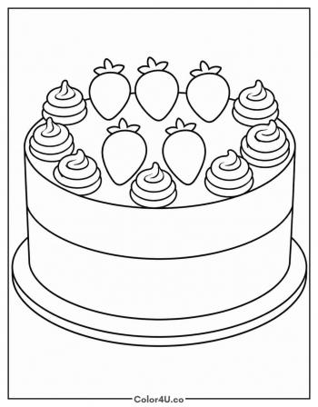 Strawberry Cream Cake coloring page