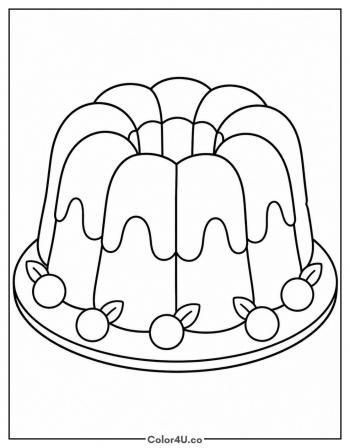 Bundt Cake with Icing Drips coloring page