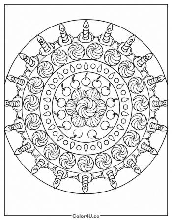 Cake Mandala coloring page