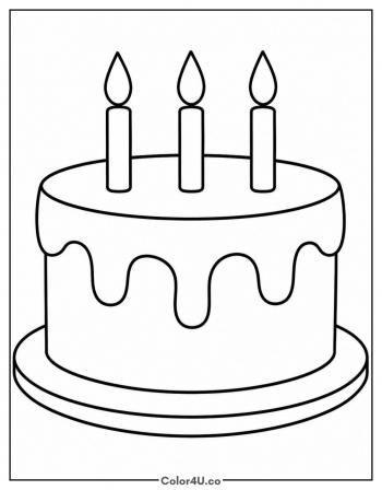 Birthday Cake With Three Candles coloring page