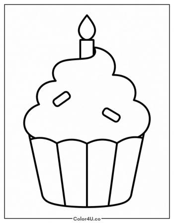 Cupcake With One Candle coloring page
