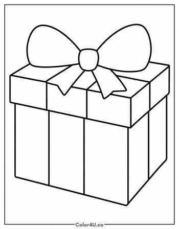 Wrapped Present With A Big Bow coloring page