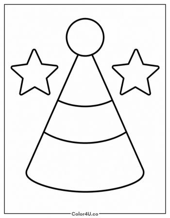 Party Hat With Stars coloring page