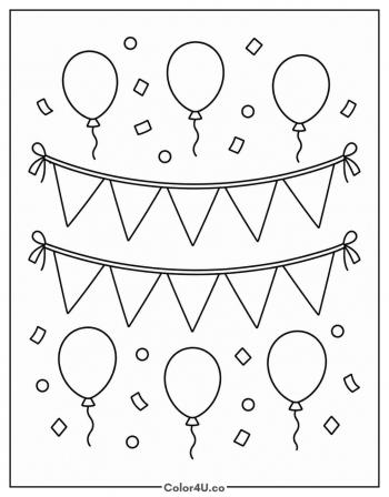 Birthday Bunting With Blank Flags coloring page