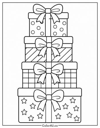 Stack Of Birthday Presents coloring page