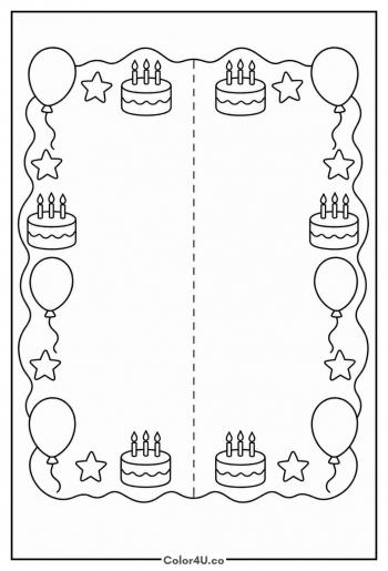 Foldable Birthday Card With A Blank Panel coloring page