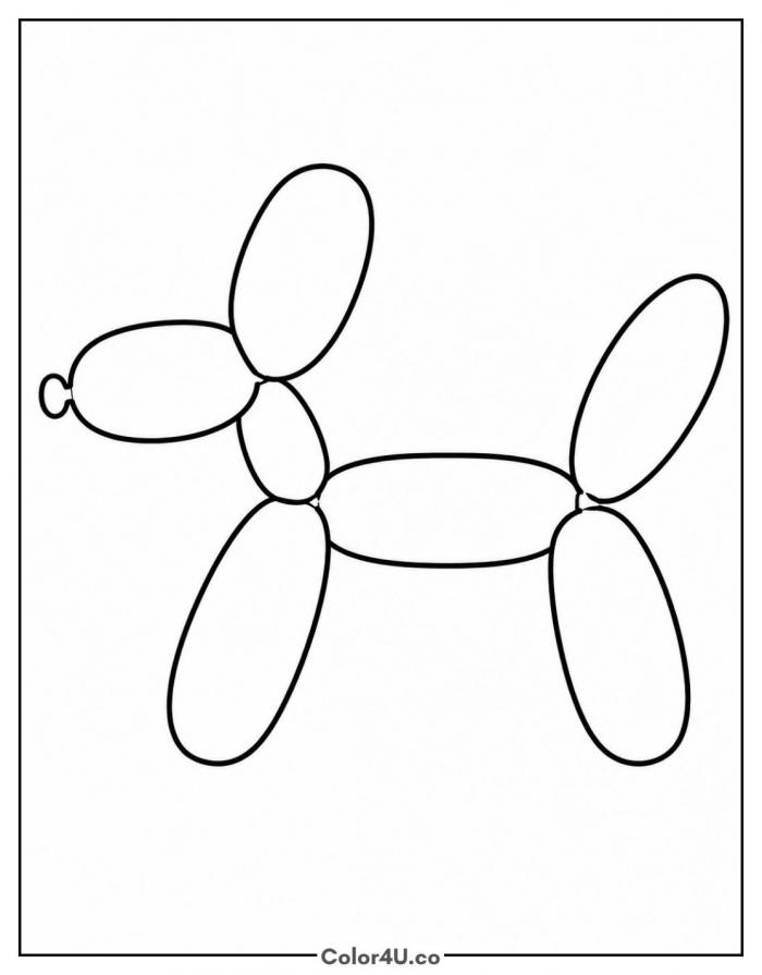 Twisted balloon dog, easy coloring page