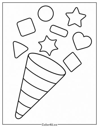 Party Popper With Confetti coloring page