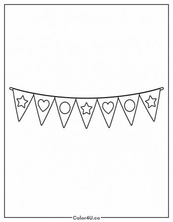 Row Of Birthday Bunting Flags coloring page