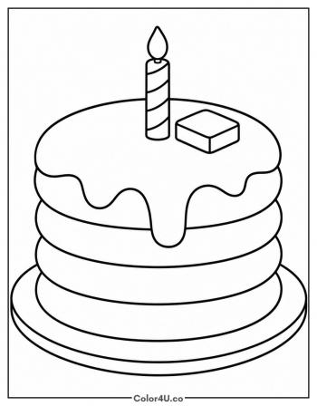 Birthday Pancake Stack With A Candle coloring page