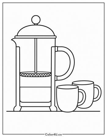 French Press Coffee coloring page