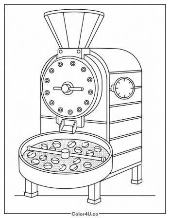 Coffee Roasting Drum coloring page