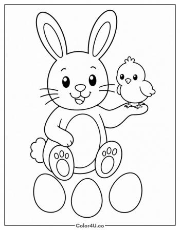 Bunny and Chick Best Friends coloring page