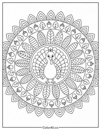 Turkey Mandala coloring page
