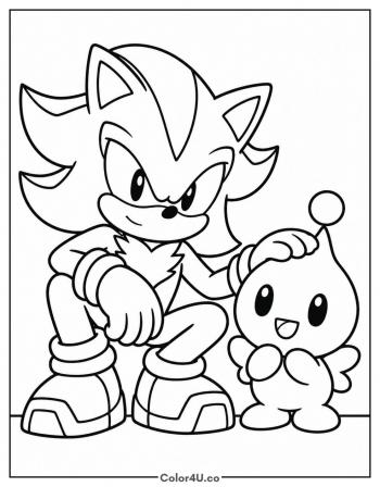 Shadow & a Chao coloring page
