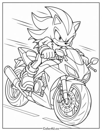 Shadow on a Motorcycle coloring page