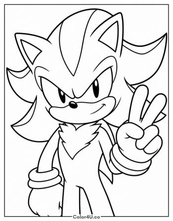 Shadow Peace-Sign Portrait coloring page