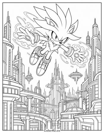 Silver Above the Future City coloring page