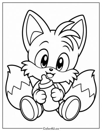 Baby Tails with His Bottle coloring page