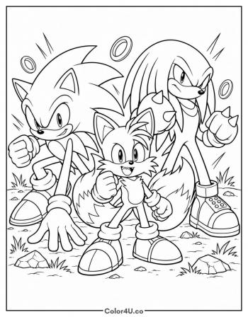 Sonic, Tails and Knuckles Team-Up coloring page