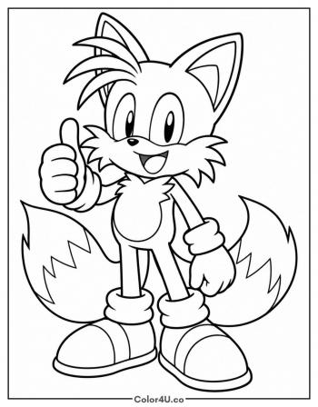 Tails Giving a Thumbs Up coloring page