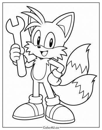 Tails with a Wrench, Simple coloring page
