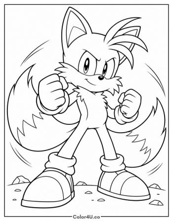 Tails Flexing / Being Brave coloring page