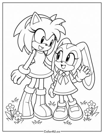 Amy and Cream the Rabbit coloring page