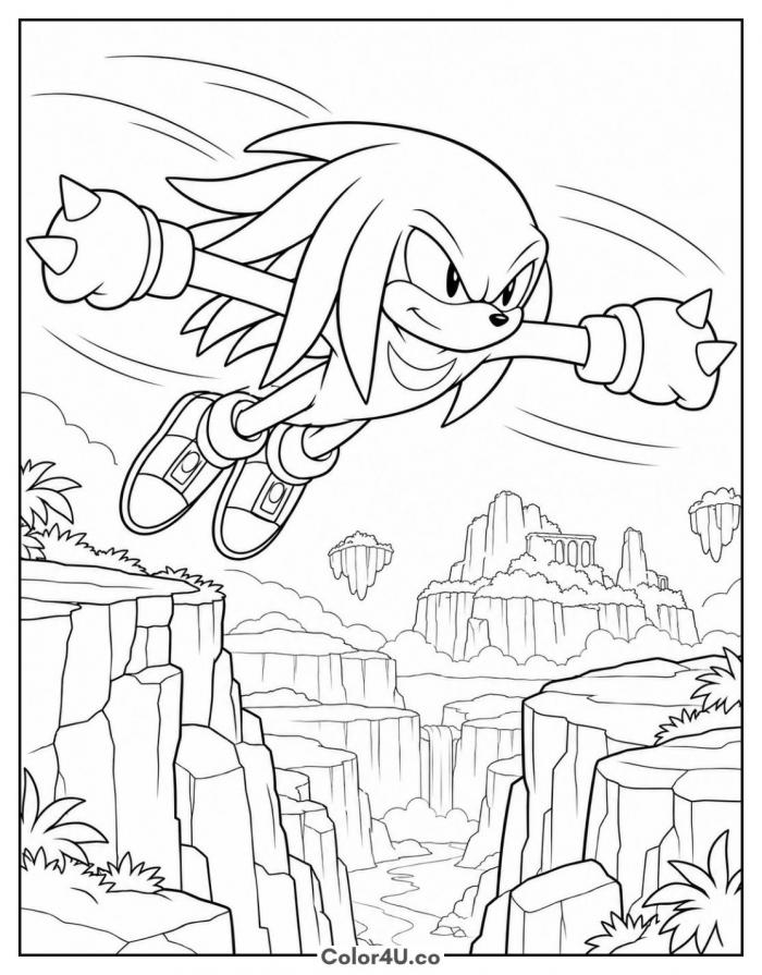 Knuckles Gliding Coloring Page