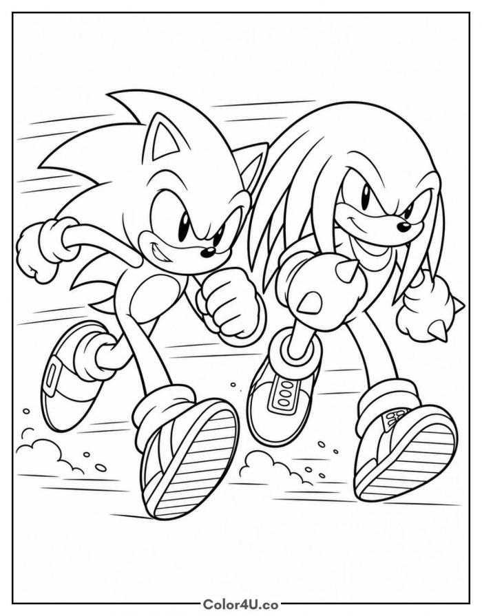 Sonic and Knuckles Coloring Page