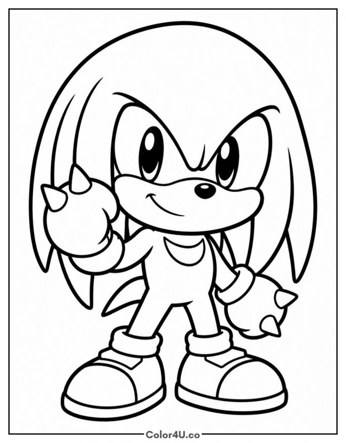 Chibi Knuckles Coloring Page