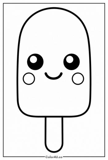 Smiling Kawaii Popsicle coloring page