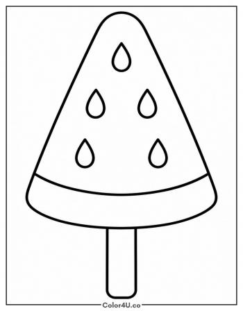 Watermelon Slice Popsicle coloring page