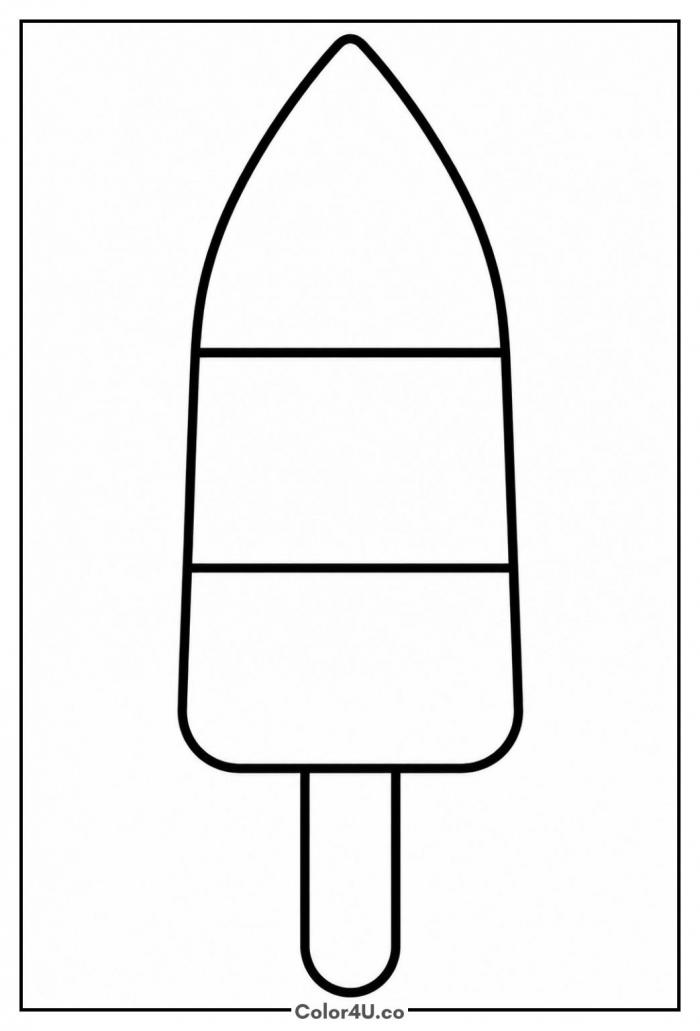 Rocket bomb pop with three bands, easy popsicle coloring page, free printable