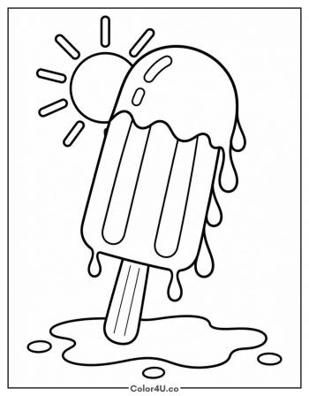 Melting Popsicle with Drips coloring page