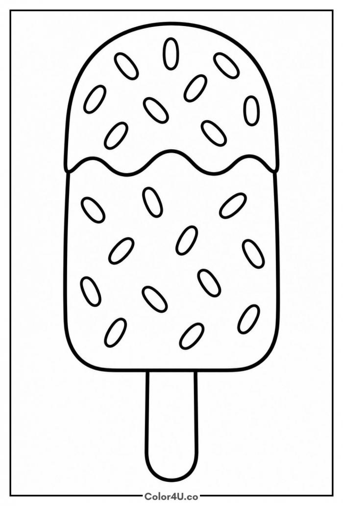 Popsicle covered in sprinkles, medium popsicle coloring page, free printable