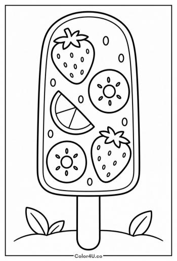 Fruit Filled Popsicle coloring page