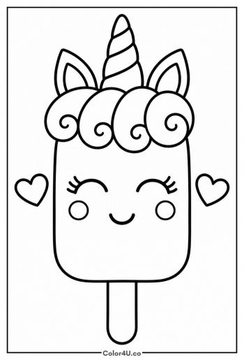Unicorn Popsicle coloring page