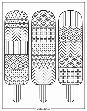 Patterned Popsicle Trio coloring page