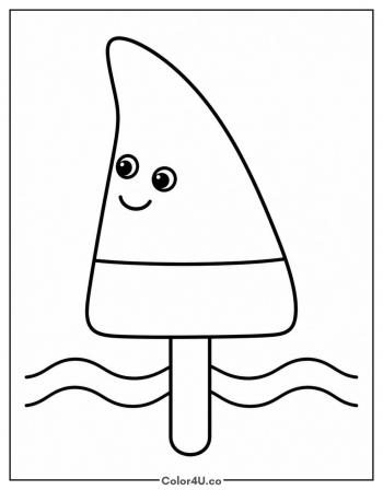 Shark Fin Popsicle coloring page