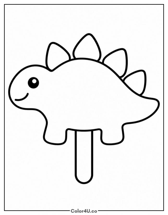 Dinosaur popsicle with back spikes, easy popsicle coloring page, free printable