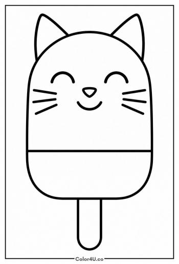 Cat Popsicle coloring page