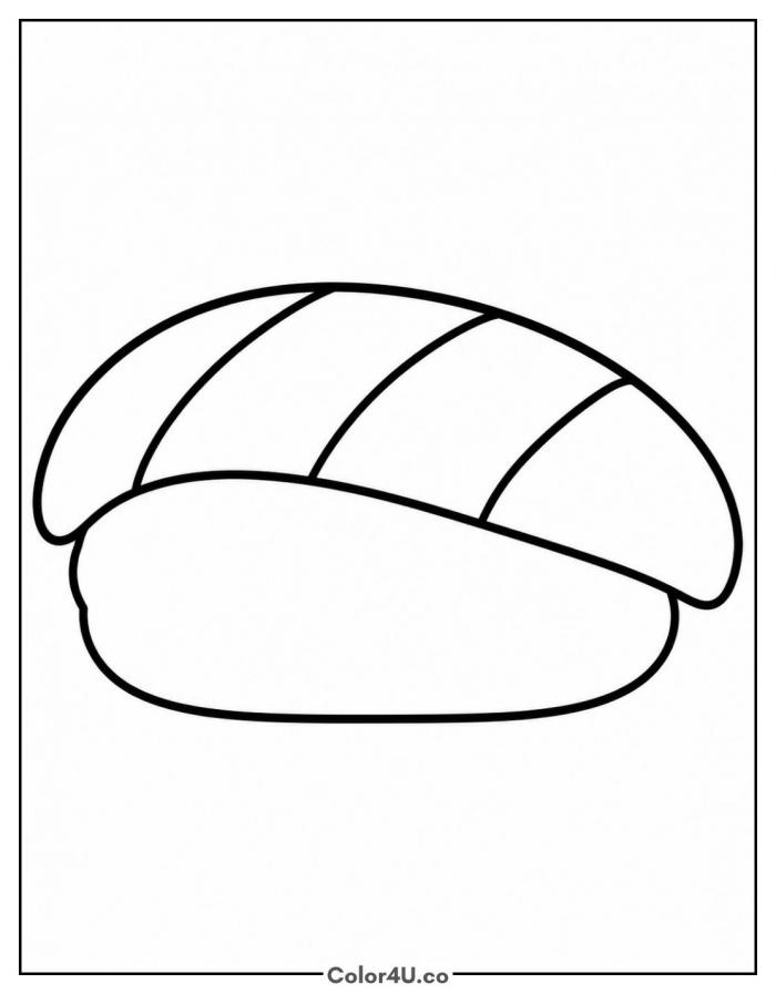Simple salmon nigiri sushi, easy coloring page, free printable