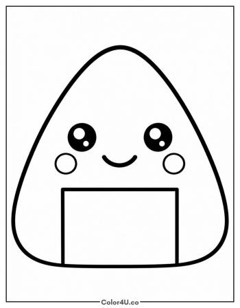 Kawaii Onigiri Rice Ball coloring page