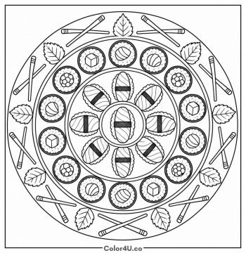 Sushi Mandala coloring page