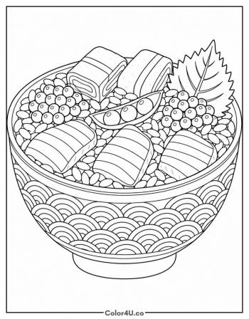 Chirashi Bowl coloring page