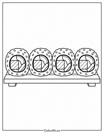 Uramaki Inside-Out Roll Close-Up coloring page